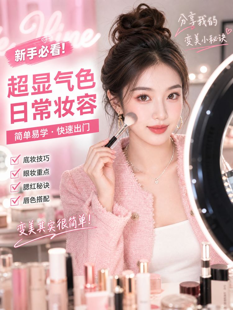 黑丝美妆视频教程-超显气色日常妆容